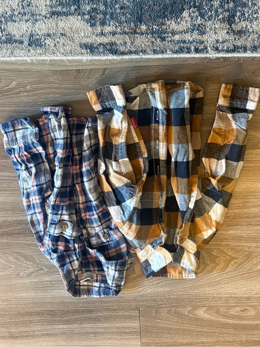 Kids Plaid Flannel Bottoms - Blue Plaid & Mustard Plaid